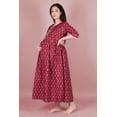 thumbnail image 2 of DWEEP SARA Robe de Maternité Bordeaux à Blocs Imprimés, L/40, 2 of 8