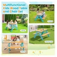thumbnail image 3 of Kids Picnic Table, Fir Wood Toddler Table and Benches, Kids Outdoor Furniture, Blue, 31" x 35" x 20", 3 of 8