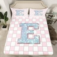 thumbnail image 2 of Castle Fairy Teens Monogrammed Letter 3pcs Twin Sheet Sets,Geometric Plaid Twin Fitted Sheet,Sparkling Sequin Breathable Flat Sheet,Lightweight Room Decor, 2 of 7