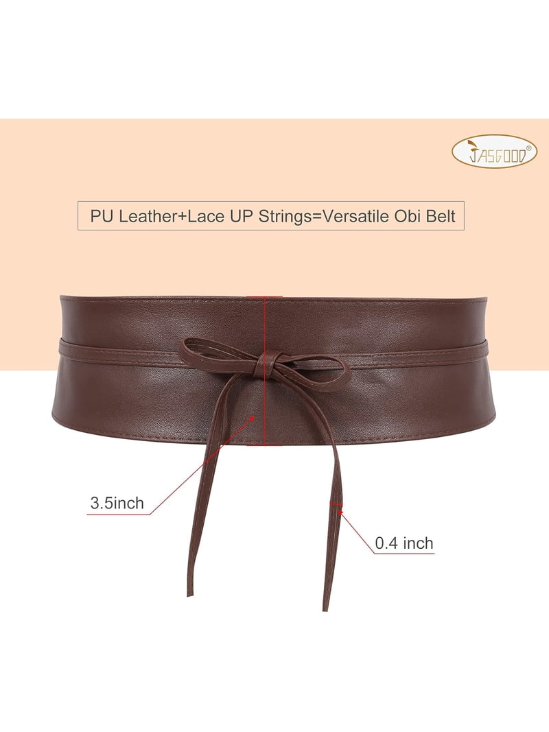 3228 Obi Belt For Women – Wide Waist In Faux Leather, Mica- Raspberry FASHIONGEN Obi Belt for Women – Wide Waist Belt in Faux  main image 4