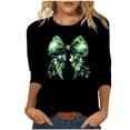 thumbnail image 2 of Pounoo St Patricks Day 3/4 Sleeve Tops for Women St. Pattys Irish Lucky Shamrock Sequin Shirts Outfit Festival Tops Green Clover Clothes Gift, 2 of 5