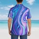 thumbnail image 4 of Fotbe Swirl Blue And Purple Camisa Hawaiana para Hombre Unisex – Camisa Casual de Verano con Botones de Manga Corta de Algodón y Lino,Large, 4 of 7