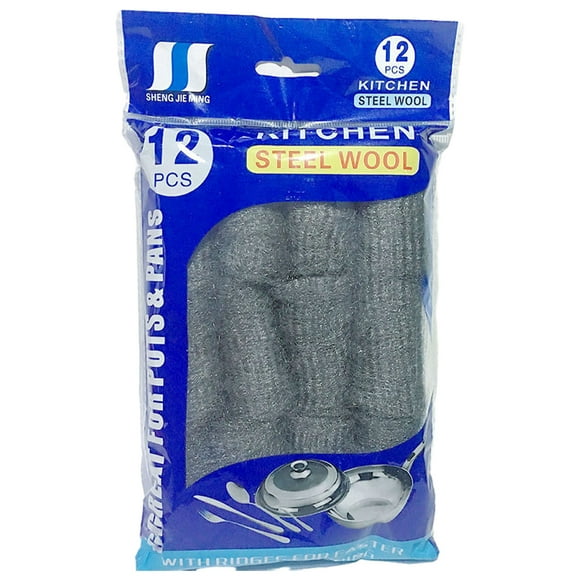 Thinsony 12pcs Metal Durable Steel Wool For Tough Kitchen Cleaning Jobs Easy To Kitchen Cleaning Steel Wool As Shown 1Set