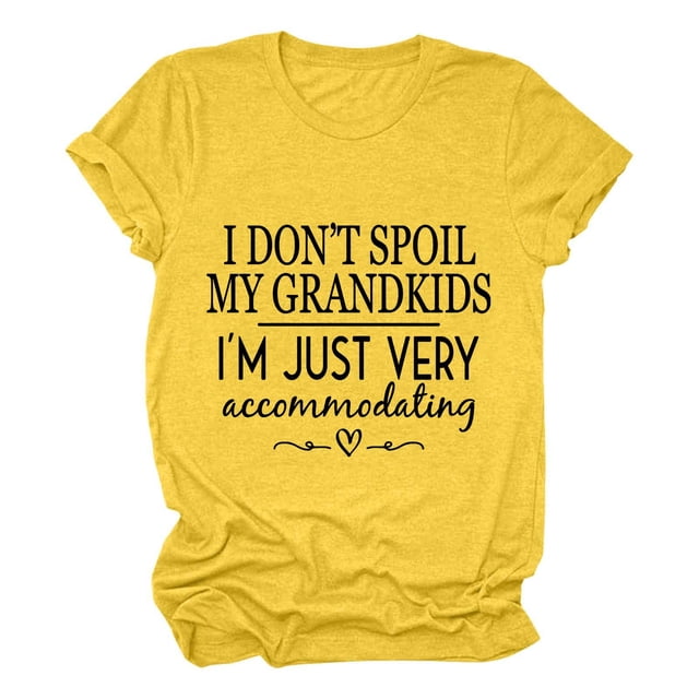 LUOGENLI T-shirts pour Femme pour Femmes T-Shirt Uni Décontracté Mode à Lettres Imprimées Col Rond Manches Courtes T-Shirt Haut 4xlt T-shirts pour Femmes T-shirts Graphiques T-shirts de la Saint-Valentin Jaune m
