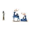 thumbnail image 1 of Conjunto De Figuras Escultóricas De Una Mujer Tribal Africana Y Un Reno. Colección De Arte Decorativo Ligero Para El Hogar, Hoteles, Chimenea Y Mesa., 1 of 8