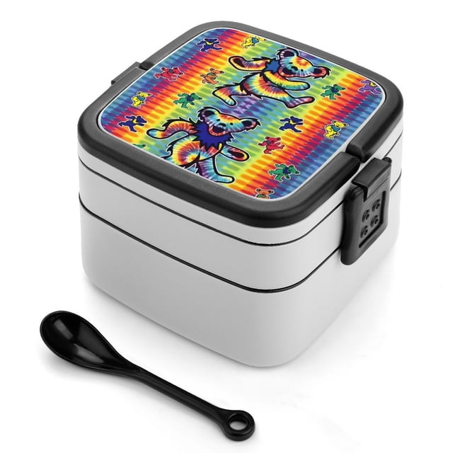 Osos Bailarines Fiambrera de Doble Capa, Contenedor de Almuerzo Portátil Apilable, Almacenamiento de Alimentos Hermético a Prueba de Fugas, 1000ml