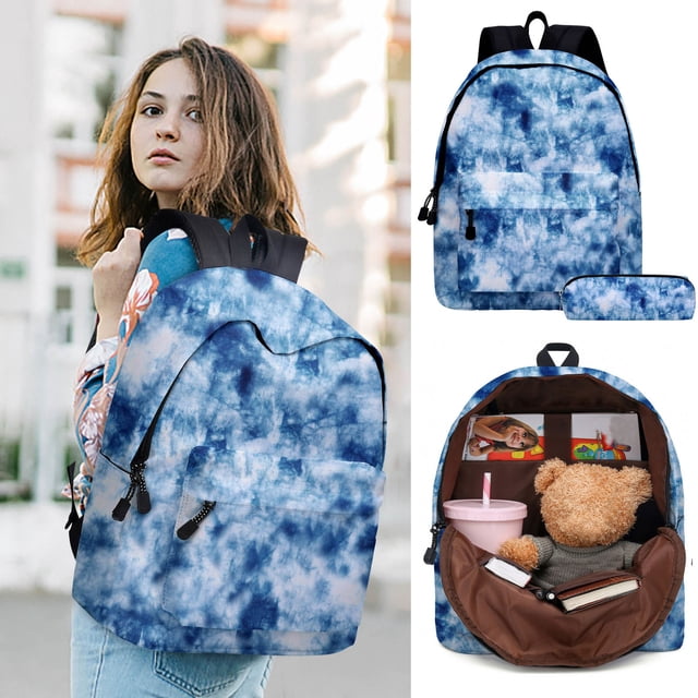 Mochila escolar teñida con corbata, mochila preescolar, bolsa de viaje de alta capacidad con bolsa de lápices para niños y niñas, ligera Wmkox8yii jkg5189