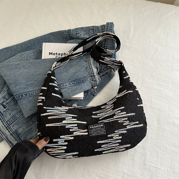 Bolsos de verano para mujer, bandoleras, novedad de 2025, populares, de un solo hombro, de gran capacidad, con bordado a rayas, para ir al trabajo.