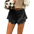 thumbnail image 2 of ZHOGXU Womens Shorts Elastic Waist Solid Color Lace Trim Elegant Wide Leg Fashionable Comfortable Shorts For Daily Wear Black S, 2 of 4