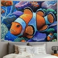 thumbnail image 2 of Orinice Clown Fish Coral Reef Seaweed Tapestry Wall Hanging Unique Style Home Wall Decor Art Living Room Bedroom Dorm 60x50inch, 2 of 6