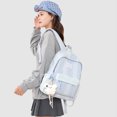 thumbnail image 4 of Cute Aesthetic School Backpack, Spacious Backpack with Pendant, Lightweight Breathable Bookbag for Middle School College (Blue), 4 of 5
