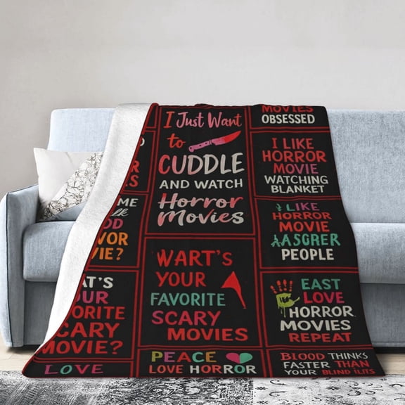 Halloween Horror Movie Blanket , Gifts for Horror Movie Lovers, Scream Plush Blankets for Women Men, Halloween Party Decoration 50x40