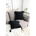 thumbnail image 3 of ZECATL Black Throw Pillow Covers: 2 Pack 16x16 Inch Boho Striped Cotton Linen Rectangular Decorative Pillow Cases with Tassels for Farmhouse Couch Sofa Chair, 3 of 7