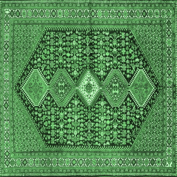 Ahgly Company Indoor Square Persian Emerald Green Traditional Area Rugs, 4' Square