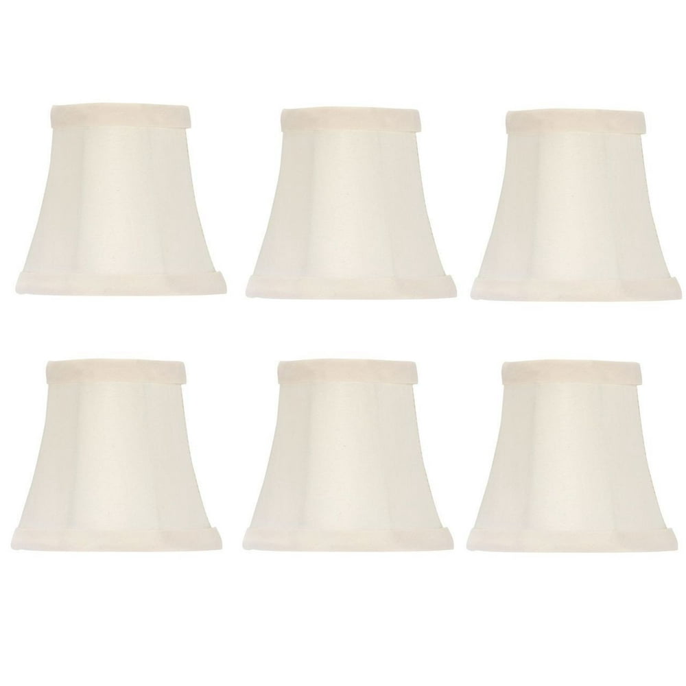 Chandelier Lamp Shades Clip on 4 Inch White Silk Set of Six Clips Onto