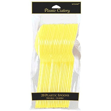 Amscan Plastic Spoons, Standard Size, Light Yellow