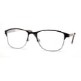 thumbnail image 1 of Rectangle Metal Half Rim Spring Hinge 3 Multi-Focal Progressive Reading Glasses Brown Silver +1.00, 1 of 4