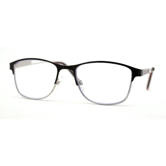 Rectangle Metal Half Rim Spring Hinge 3 Multi-Focal Progressive Reading Glasses Brown Silver  1.00