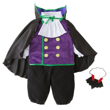 Adorable Toddler Boys Vampire Romper Halloween Costume 4pcs Outfit (80/1-2 Years)