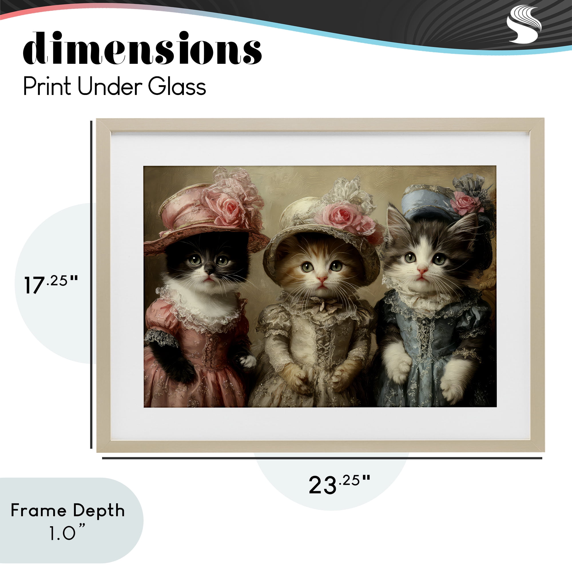 Stupell Industries Vintage Dress Cats Birch Framed Print Under Glass, design by The Wands Want