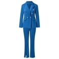 thumbnail image 5 of Baqcunre Leggings For Women Womens Open Front Two Piece Business Pant Suit Set Outfits For Work Workout Sets For Women Womens Pants Blue XL, 5 of 8