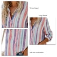 thumbnail image 4 of Camisa de rayas verticales Ticfox para mujer Azul M, 4 of 5