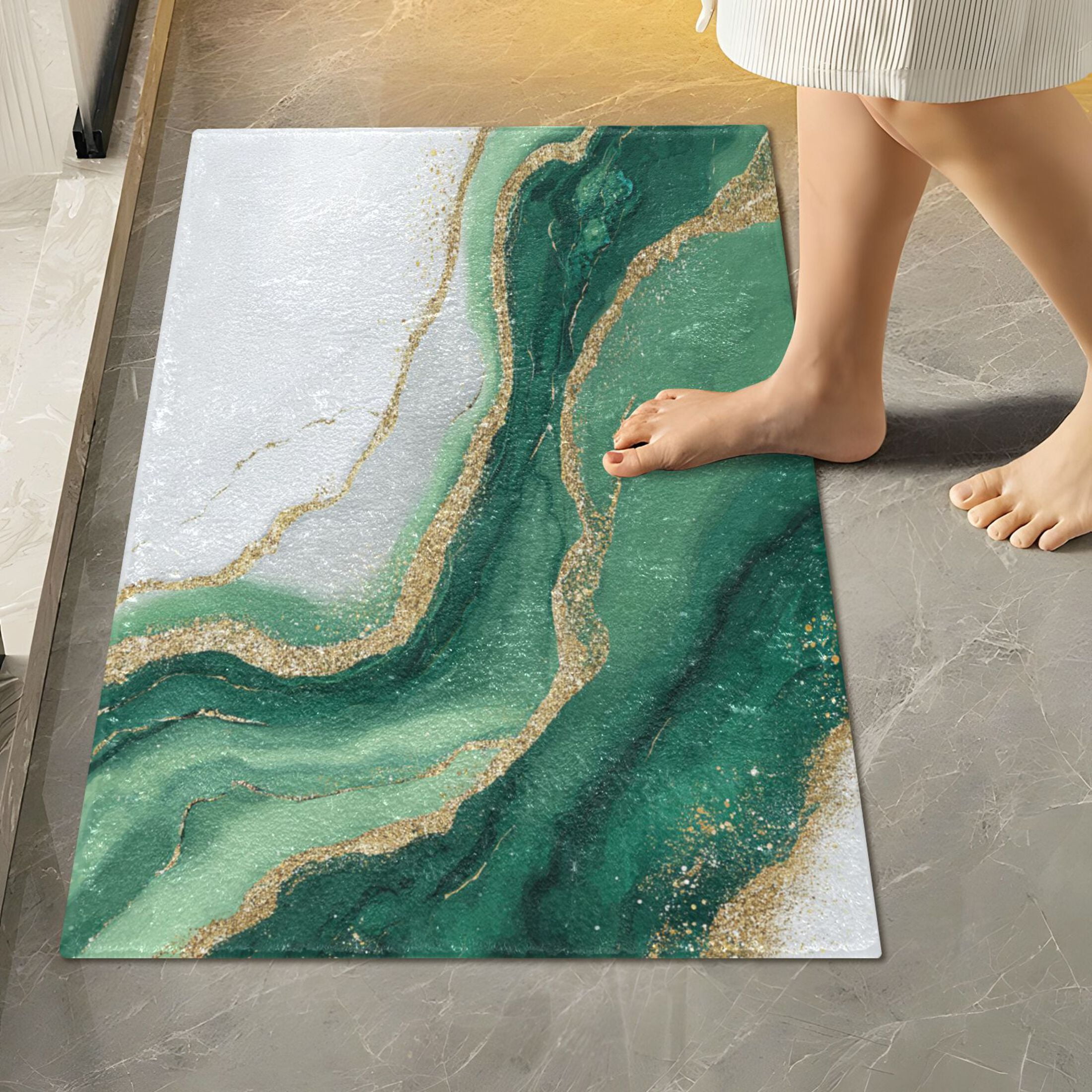 RMDQTR 2PCs Bathroom Rugs Set Plush Toilet Base Mat 16" × 24" Bath Mat and 20" × 24" U Shape Soft Rugs Non Slip Absorbent