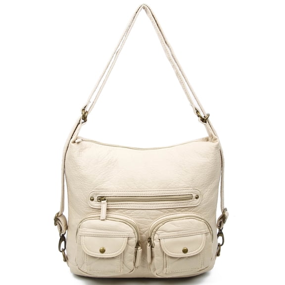 Ampere Creations Women's Multi Functional Crossbody Backpack Bag, Soft Leather, Taupe, 1-Piece