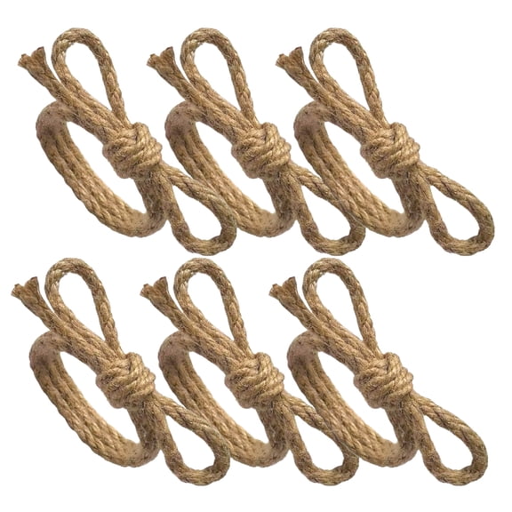 WRITWAA Valentines Day Napkin Rings Light Brown Jute Bowknot 6Pcs