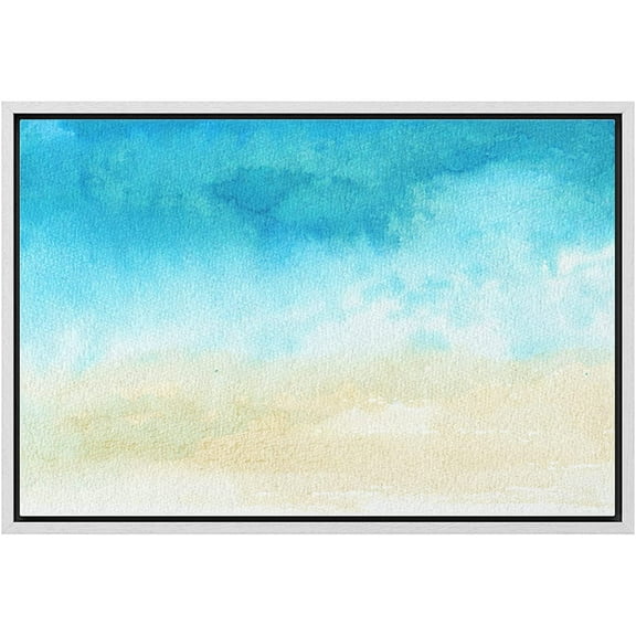 wall26 Framed Canvas Print Wall Art Abstract Seascape with Blue Clouds Nature Wilderness Watercolor Modern Art Rustic Scenic Dramatic Multicolor for Living Room, Bedroom, Office - 24"x36" W