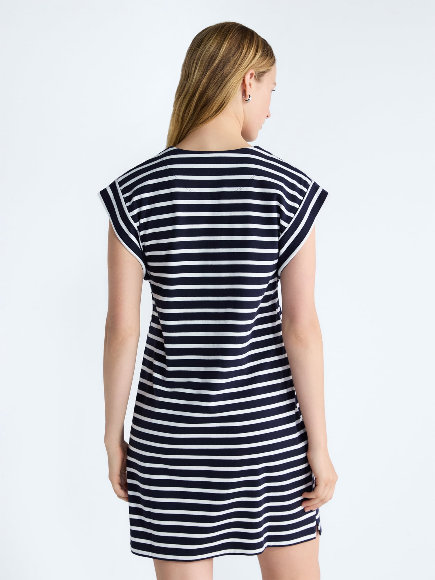 Free Assembly Women's Lace Up Cotton Mini Dress, Sizes XS-XXL