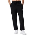 thumbnail image 2 of Casual Sweatpants - Casual Open Bottom Straight Leg Pants with Zipper Pockets for Men Black M, 2 of 7