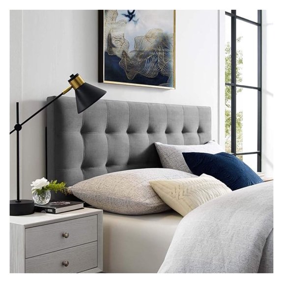 Lily King Biscuit Tufted Performance Headboard, Gray