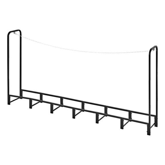 KFFKFF 8 ft Outdoor Firewood Rack, Metal Log Holder for 1/2 Cord Storage, 1100 lbs Capacity, Powder-Coated Wood Organizer for Fireplace or Deck