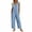 Light Blue, variant on Stretchy Rompers for Women Women's Sleeveless V‑neck Linen Jumpsuit, Button Front Wide Leg Pants with Pockets, Casual Vacation Overalls Khaki M