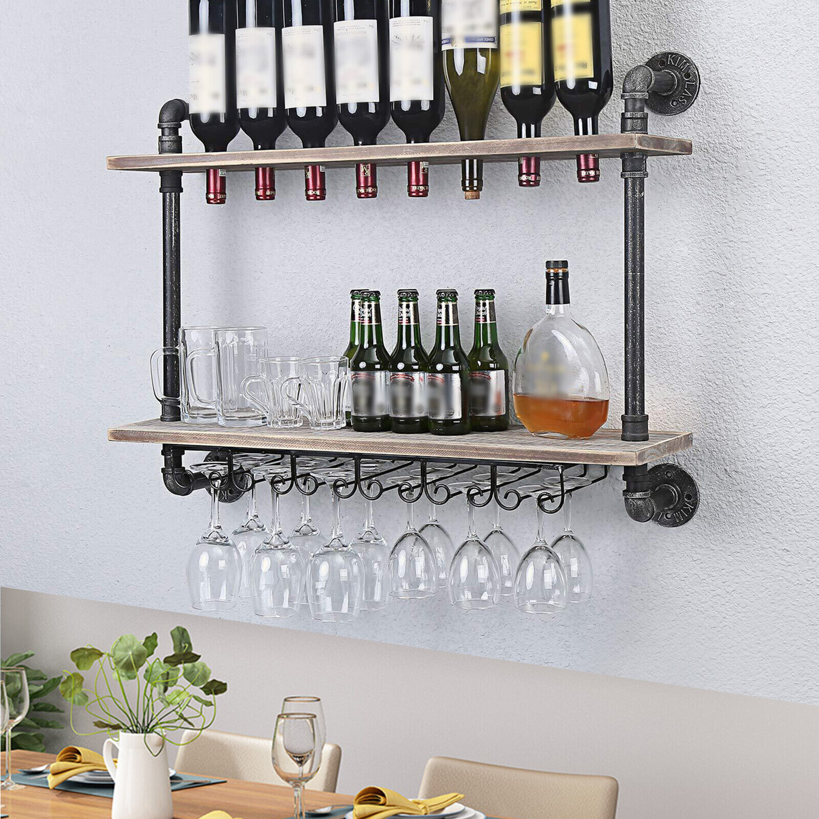 FETCOI Glass Organizer Bar Shelf Glass Cup Holder Wall Mount Wine