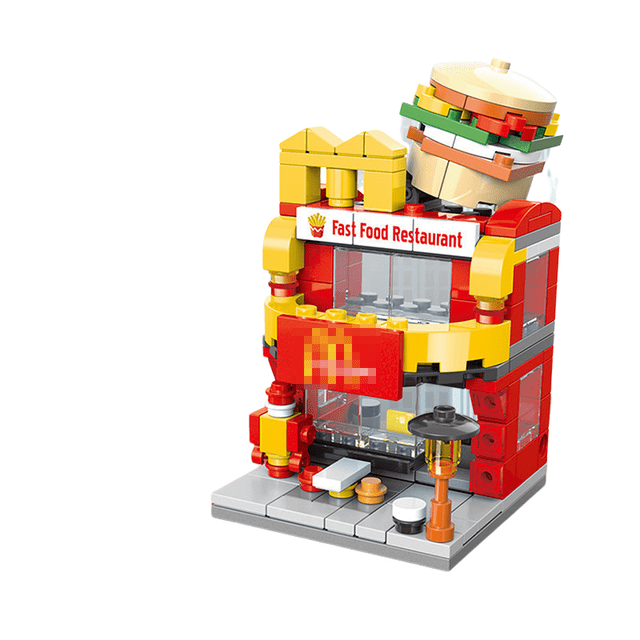 Mini City Street View, Snack Street, Youth Puzzle Small Particles Assembled Toys, Building Blocks Gift-week