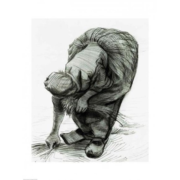 Peasant Woman Gleaning 1885 Poster Print by Vincent Van Gogh - 18 x 24 in.