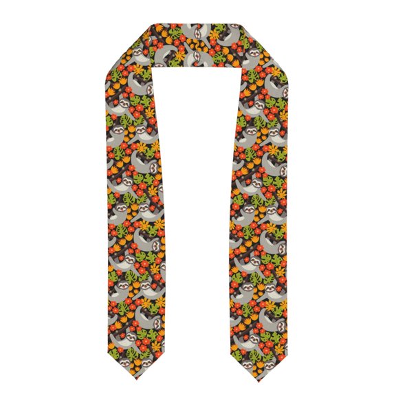 Fuzoiu Sloth on the Branch Print Graduation Sash,Graduation Stole,Unisex Adult Graduation Stole Shawl 91" Long,for Academic Commencements Shawl-Flattened