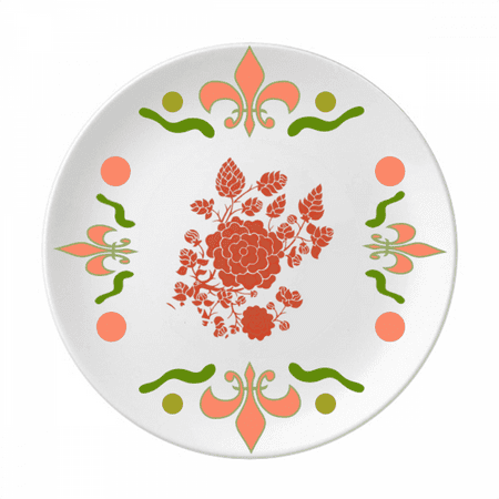 

Red Flower Rose Pattern Flower Ceramics Plate Tableware Dinner Dish