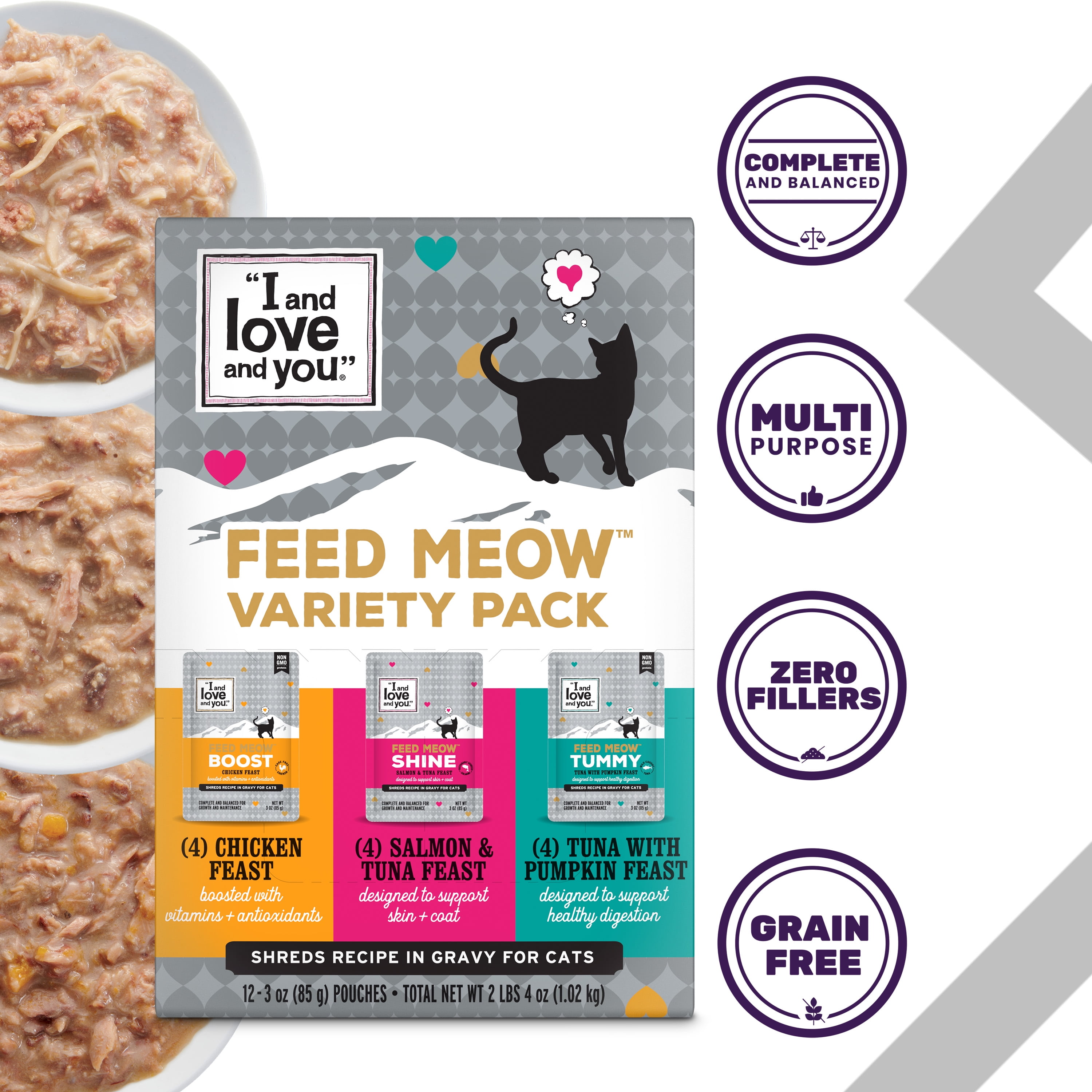 (2 pack) "I and love and you" Feed Meow Variety Pack Shine/Boost/Tummy Cat Wet Food