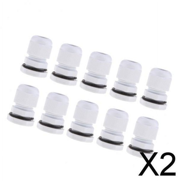 2, paquete de 4, 10 Uds., impermeables, IP68, juntas de prensaestopas de nailon, Cable blanco 2 piezas