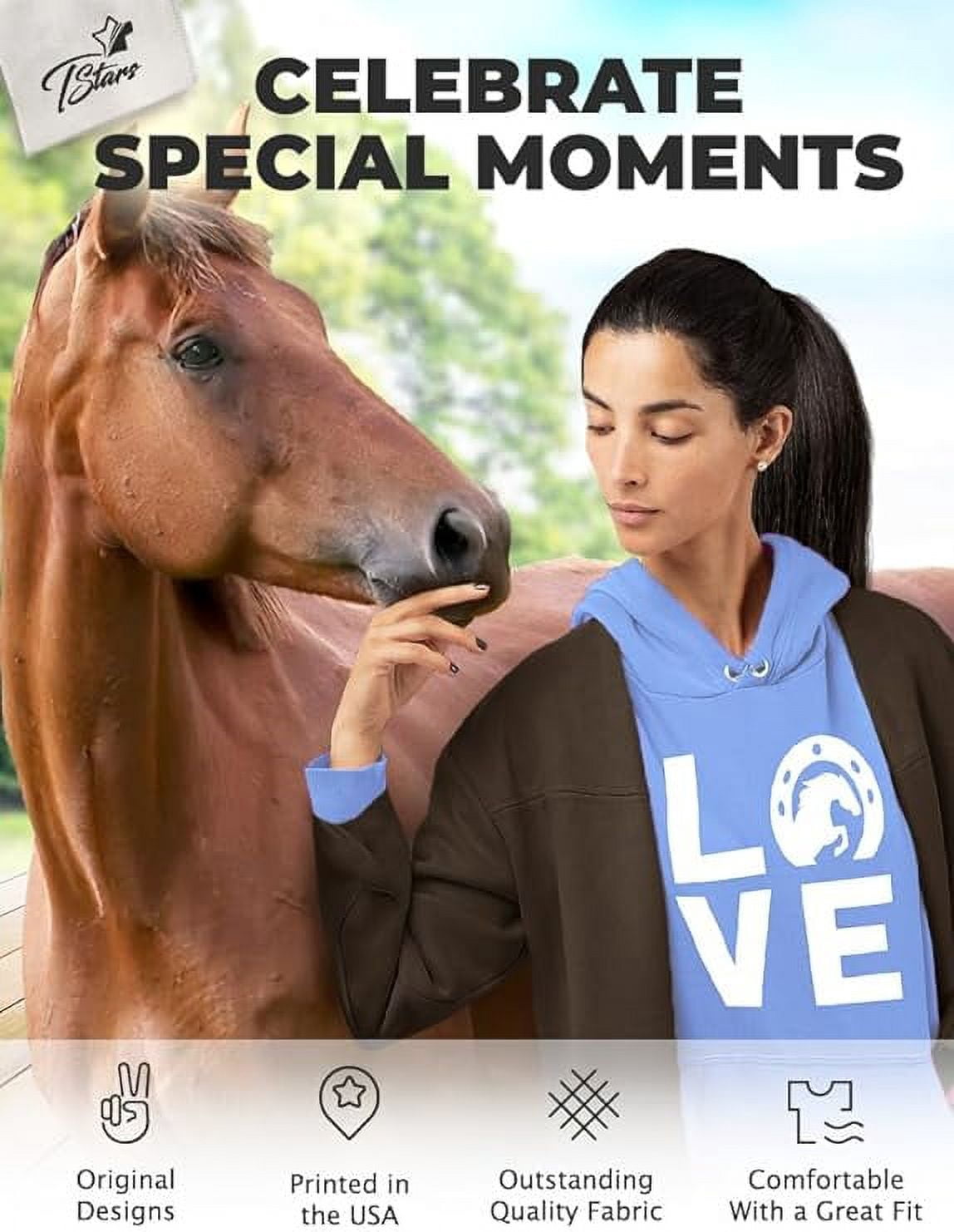 Tstars Women's Horse Lover Hoodie - Ideal Gift for Equestrians - Perfect Winter Birthday Gift for Women who Love Horses - Love Horses Graphic Print - Warm & Cozy Long-Sleeve Top