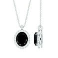 thumbnail image 3 of Rosec Jewels Lab Grown Black Diamond Pendant with Diamond Halo for Women - AAAA Grade, 14K White Gold, 3 of 7