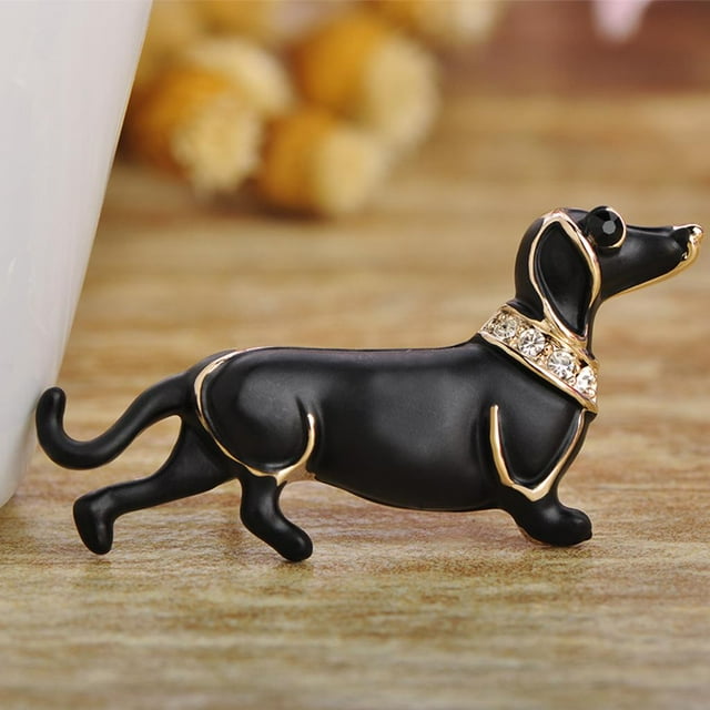 Broche de Perro Dachshund perfecl negro para ropa y Joyería