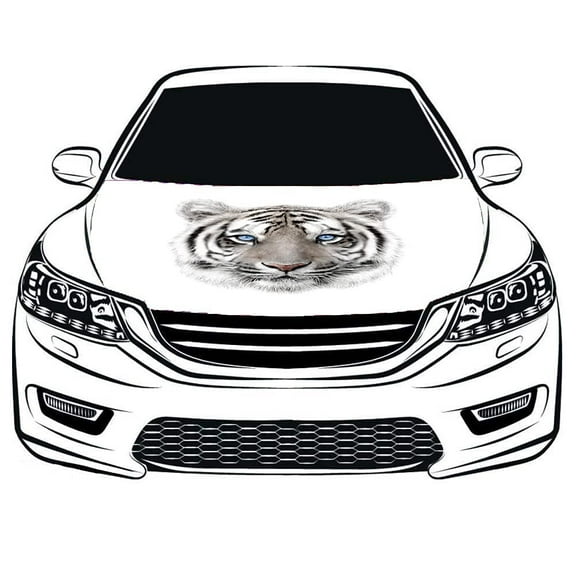 Tiger flag Car Hood Cover 3.3X5FT/6X7FT 100% Polyester Elastic Fabrics Can be Washed Suitable for large SUV and Pickup Trucks (13.3X5FT)