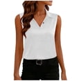 thumbnail image 2 of NuoCaiYun Women's Silk Satin Tank Tops Dressy Lapel V Neck Work Shirts 2026 Summer Sleeveless Tshirt Slim Fit Solid Color Blouses Tee, 2 of 6