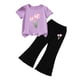 thumbnail image 2 of Conjuntos de blusas y camisas de cuello redondo y manga corta para niños, top con capucha de manga larga de color con cintura elástica, pantalones largos, traje casual y cómodo, conjunto de poliéster, 2 of 6