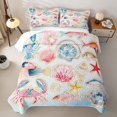 thumbnail image 2 of spefrowx Glitter Lobster Fish Twin Quilt Set for Girls, Pink Watercolor Conch Twin Coverlet Set, 2pcs, 2 of 7