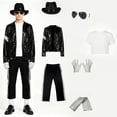 thumbnail image 2 of IROOZIGOTO Mens 70s 80s Disco Costume Set Sequin Jacket Side Stripe Pants with Hat Sunglasses Gloves for Halloween Cosplay Party, 2 of 9